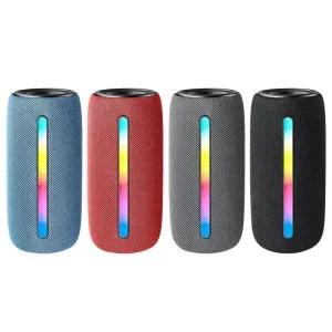 Fabric RGB LED Light Wireless Stereo Speaker V5.3 IPX4 Waterproof Rechargeable Battery for Disco Dance Parties