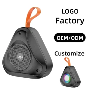 Factory Custom ABS 1215 Triangle Portable BT Speaker Lanyard Rich Bass Stereo Sound OEM ODM Logo Custom Outdoor Travel Use