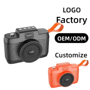Factory Custom ABS 1216 Camera Shaped BT Speaker Lanyard Rich Bass Stereo Sound OEM ODM Logo Custom Home Travel Use