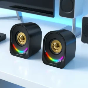 Factory Desktop USB 2.0 Audio Video LED RGB Computer Gaming Speaker Custom RGB LED Stereo Sound Lantern Computer Gaming Speaker