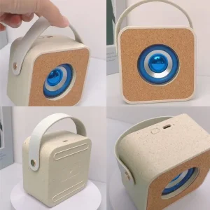 Factory Price Kudear Q7 Wheat Straw Bluetooth Speaker 1200mAh Long Battery Life Portable Outdoor Wireless Speaker for Sale