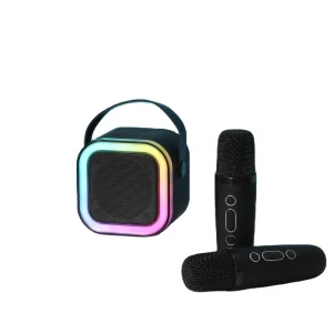 Factory Supply K12 5W for 5.3 IPX4 Waterproof Wireless Karaoke Speaker 2 Microphones Colorful LED Light Portable Outdoor
