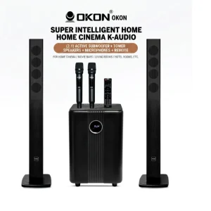 Floor Standing Tower Speakers 2.1 Home Theater Karaoke System Active Subwoofer Bluetooth Wireless Mic For TV Hotel