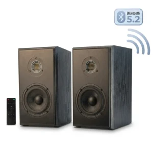For Powered Desktop Bookshelf Speaker Full Function 60W 4 Inch 3D 2.0 for Computer Active 2 Way Wooden