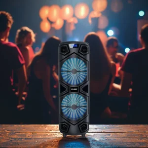 Full Range Audio Boombox with High Quality Sound Speakers Portable for USB Powered RGB LED Lighting Built-in Microphone