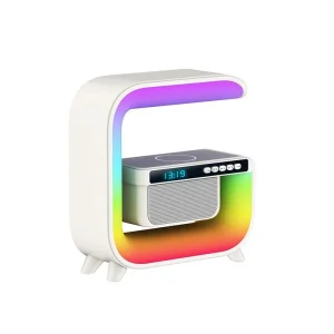 G Shape Party Speaker Set Portable Speaker with Wireless Charging Clock Alarm High end Light and Audio Speaker