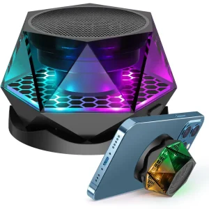 G300 Wireless V5.3 Speaker with RGB Lights Magnetic Phone Stand Portable Mini Diamond Design Outdoor Travel TWS Computer