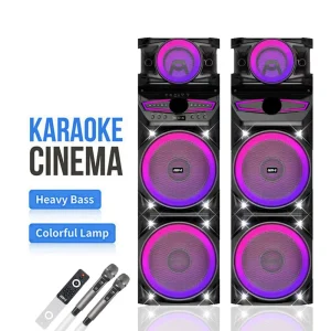 GD 3121 Dual 12 Inch Home Wooden Speaker Stereo Professional Wireless BT Dj Box With TWS Party Speaker