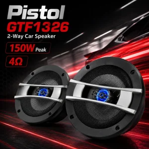 GTF1326 5 Inch 2-Way Coaxial Car Speaker Pair 150W Peak 50W Rated 4 Ohm Blue Tweeter for Car Door Audio Replacement Kit