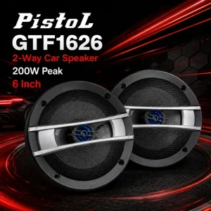 GTF1626 6 Inch 2-Way Coaxial Car Speaker Pair 200W Peak 50W Rated 4 Ohm Blue Tweeter for Car Door Audio Replacement Kit