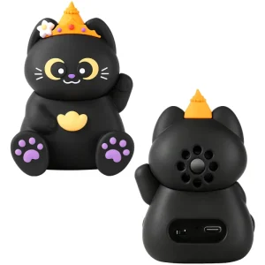 Gift Souvenir Thai Lucky Cat Wireless Speaker Phone Stand Type C Charging 5.2 BT Cute Black Cat Wireless Speaker