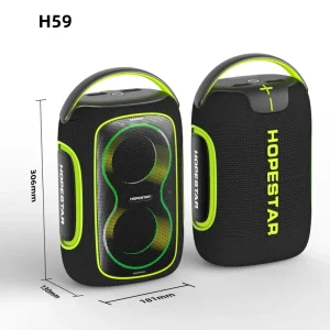 H59 60W IPX5 Waterproof Speaker 10400mAh 3-5H Playtime Outdoor Party Boombox with LED Lights
