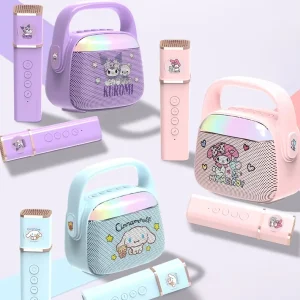 H8 Kids Karaoke Singing Machine Portable Speaker with Wireless Microphones RGB Lighting BT Mini Music Toy Children Party Gifts