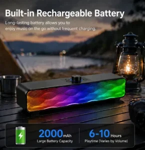 HBQ6PRO Portable Wireless Soundbar Speaker 5.0 RGB LED Subwoofer USB TF Card Stereo Desktop Audio Bar