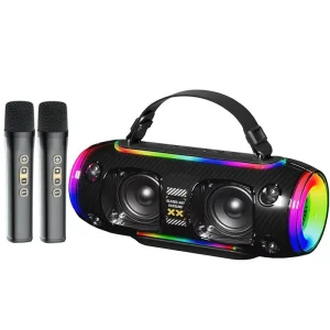 HS 3786 RGB Karaoke Party Speaker IPX5 Waterproof Speaker with Wireless Microphone