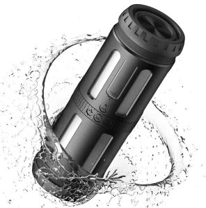 HS Waterproof Bluetooth Speakers FM Radio with Flashlight Table Lamp Wireless Speaker for Bike LED Light Hiking Camping