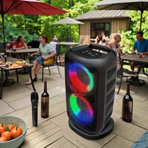 HY 3317 Portable Wireless Karaoke Speaker RGB LED Lighting Microphone Integrated Sound Audio System Home KTV Party Battery Power