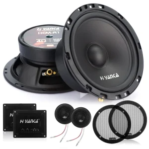 HYANKA HCP 65 6.5 Component Speaker with 6.5” Car Speakers Ndfeb Tweeter Divider 4Ω Rubber Edge Paper Cone Car Speaker