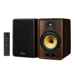 HYANKA KPB 306 5 Inch Active and Passive Hi Fi Bookshelf Speakers 40W+40W Bookshelf Speakers Wooden Cabinet