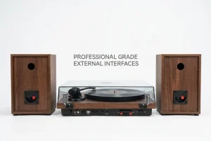 Hi Fi Audiophile Professional 3 Speed Wireless BT Turntable Vinyl Record Player With External Bookshelf Speakers
