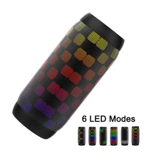 HiFi Bluetooth Wireless Speaker for Bass Outdoor Mini Portable Stereo with RGB LED Lighting and Metal Cabinet