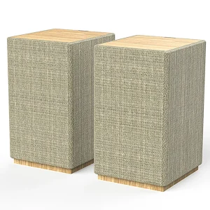 HiFi Sound Fabric Wooden BT 5.3 Bookshelf Speakers with 4 Drivers 60W Power OPT ARC RCA USB 45Hz20KHz for Home Office