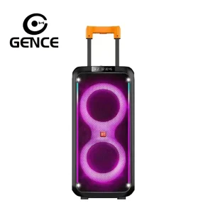 High 40W Battery Powered Portable 5.3 Speaker Dual Subwoofers Aux Input Plastic RGB LED Lights Karaoke Function Handle