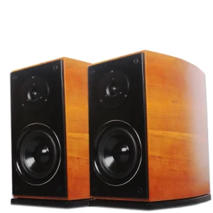 High End White Piano Painting Round Home Bookshelf Speakers