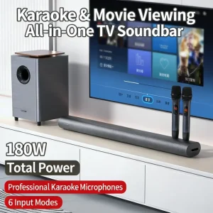 High Fidelity Wooden Subwoofer Audio System HDMI ARC Bluetooth 5.3 Soundbar with 4 EQ Modes 3D Surround Sound Speaker