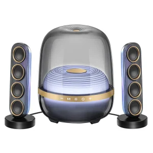 High-Performance 130W Transparent Wireless Speaker with Active Subwoofer and Dual Satellites for Party Sound