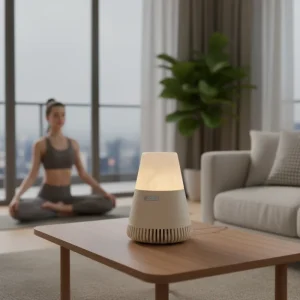 High Quality Luxury Creative Wireless Speaker with Natural Stone Essential Oil Diffuser and Decor Warm Lamp