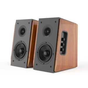 High Quality Sound Wooden Grain Stylish Design 80W for Home Theater 2.0 Channel Bookshelf Speakers