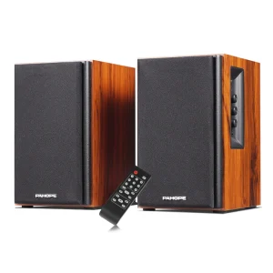 Home 2.0 Active Hi-Fi Bookshelf Speakers Living Room Stereo Sound Speaker System with BT, USB, AUX Function