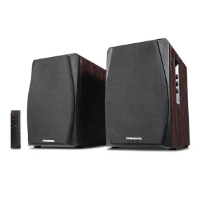 Home 2.0 Active Hi-Fi Bookshelf Speakers Living Room Stereo Sound Speaker System with USB, AUX, BT, Function