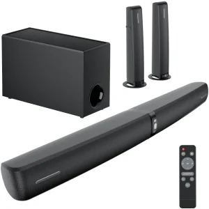 Home Audio System Soundbar with Wired Subwoofer 120W TV Soundbar with Remote Control Surround Sound