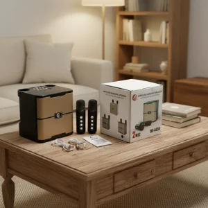 Home Party Mini Karaoke Machine Portable Bluetooth Karaoke Speaker with 2 Wireless Microphones for Adults