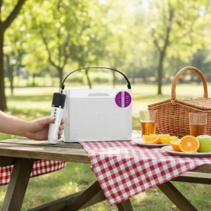Home Party OEM ODM V5.3 A925 Portable Wireless Karaoke Machine for Speaker Dual Mic LED Flashing IPX2 Waterproof