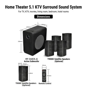 Home Theater BT Karaoke Amplifier Set With Wireless Microphones All in One Home Theatre Audio Speaker Combination