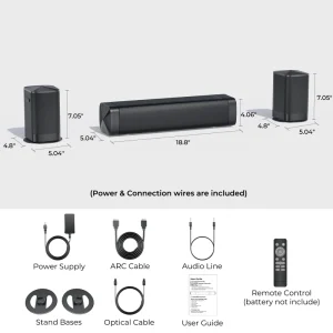 Home Theater System Dolby 2.1 TV Soundbar with Wireless Subwoofer BT Sound Bar