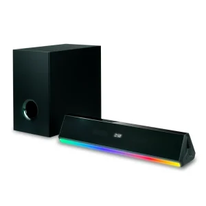 Home Theatre 2.1Channel Wireless Mini Soundbar RGB Light Remote Control for AUX USB Input 6.5″ Subwoofer for 5 Speakers