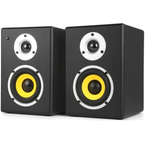 Home and Studio HiFi Monitor Loudspeakers With Dual Vent Port Low Distortion Wooden Enclosure Pair Speakers
