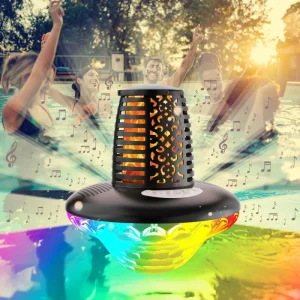 IPX8 Waterproof Deep Bass LED Torch Flame TWS Pairing Underwater Hot Tub Spa Wireless Floating Pool Speaker