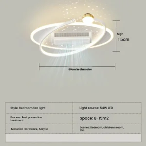 Invisible Blade Ceiling Fan with Light Ultra Quiet, Remote Control, Modern Farmhouse Style