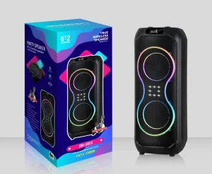 JBR-8803 Dual 8-Inch 40W Speaker with LED Lights & Microphone Rechargeable Battery for Outdoor Activities & Parties