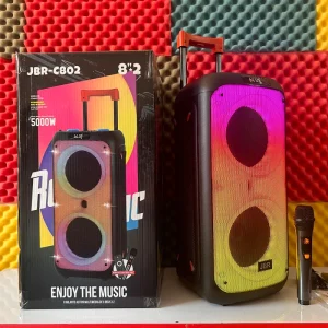 JBR C802 Double 8 Inch Woofer Wireless Karaoke Speakers With Mic Stage Portable Outdoor Active BT Trolley Party BT Speakers