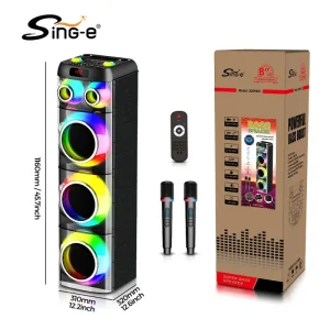 JQS-9831 DJ Party Blue T Speaker with Wireless Mic for Home Karaoke and Outdoor Use