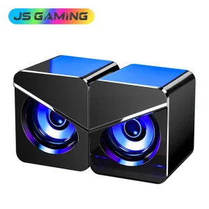 JSGAMING V-116 Active Computer Speakers RGB LED Amplified Wired USB Portable Audio Player Dual Enclosure Box Design OEM ODM