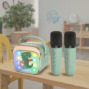 K12 Mini Karaoke Machine Home Theater System Portable Speaker for Kids Set Wireless Microphone
