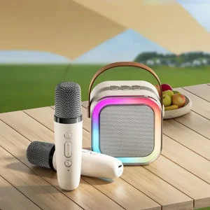 K12 Mini Portable Karaoke Speaker Dual Microphone Home Karaoke Wireless Speaker