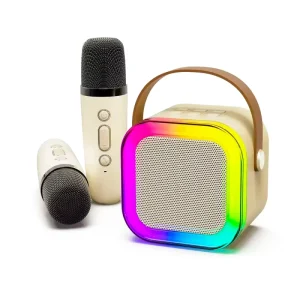 K12 Portable Computer KTV Karaoke Microphone Speaker Wireless for Lecture Meeting Voice Box Mini Colorful Lights Audio RGB